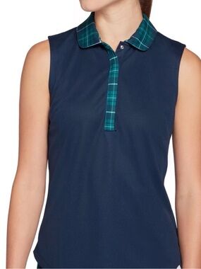 Lady Hagen Blue green plaid golf shirt New